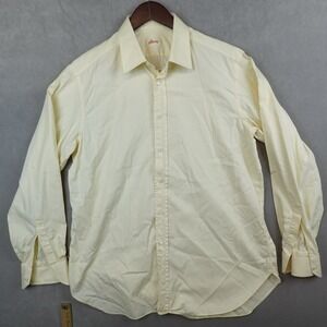 Brioni Shirt Mens Size 16.5 42 Yellow Solid Dress Button Up Long Sleeve Italy